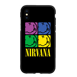 Чехол iPhone XS Max матовый NIRVANA - смайлы, цвет: 3D-черный