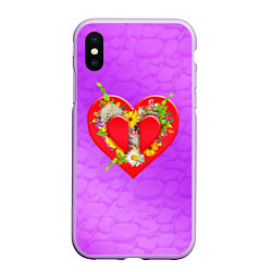 Чехол iPhone XS Max матовый Цветы от сердца, цвет: 3D-сиреневый