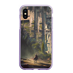 Чехол iPhone XS Max матовый Древняя цивилизация и путешественник, цвет: 3D-светло-сиреневый
