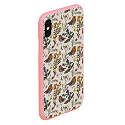 Чехол iPhone XS Max матовый Птицы малиновки и зверобой, цвет: 3D-баблгам — фото 2