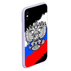 Чехол iPhone XS Max матовый Триколор - герб РФ, цвет: 3D-светло-сиреневый — фото 2