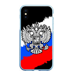 Чехол iPhone XS Max матовый Триколор - герб РФ