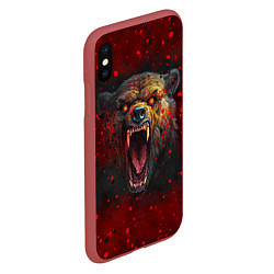 Чехол iPhone XS Max матовый Злой медведь, цвет: 3D-красный — фото 2