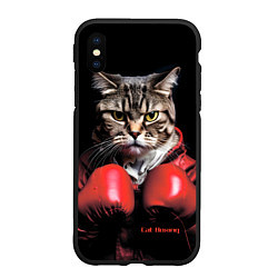 Чехол iPhone XS Max матовый Cat boxing, цвет: 3D-черный
