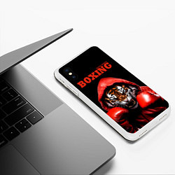 Чехол iPhone XS Max матовый Boxing tiger, цвет: 3D-белый — фото 2