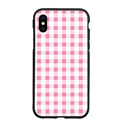 Чехол iPhone XS Max матовый Барби-розовый: клетка