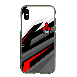 Чехол iPhone XS Max матовый Mitsubishi motors - красная линия, цвет: 3D-темно-зеленый