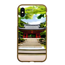 Чехол iPhone XS Max матовый Японский храм синто, цвет: 3D-коричневый