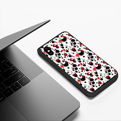 Чехол iPhone XS Max матовый Паттерн с рогами, цвет: 3D-черный — фото 2
