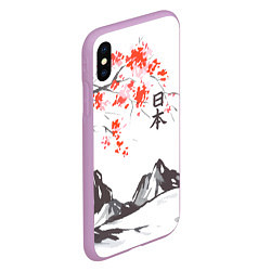 Чехол iPhone XS Max матовый Цветущая сакура и солнце - Япония, цвет: 3D-сиреневый — фото 2