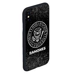 Чехол iPhone XS Max матовый Ramones с потертостями на темном фоне, цвет: 3D-черный — фото 2