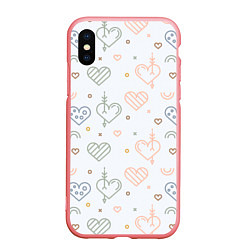 Чехол iPhone XS Max матовый Lovely hearts, цвет: 3D-баблгам