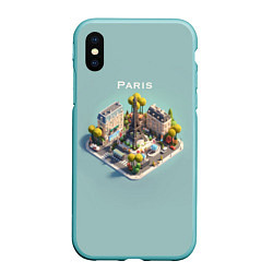 Чехол iPhone XS Max матовый Paris Isometric, цвет: 3D-мятный