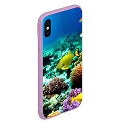 Чехол iPhone XS Max матовый Рыбы на дне моря, цвет: 3D-сиреневый — фото 2