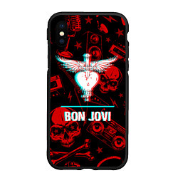 Чехол iPhone XS Max матовый Bon Jovi rock glitch