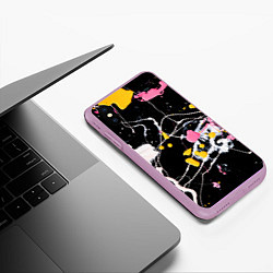 Чехол iPhone XS Max матовый Композиция из пятен красок, цвет: 3D-сиреневый — фото 2