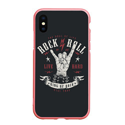 Чехол iPhone XS Max матовый Rock and roll - жест козы