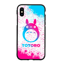 Чехол iPhone XS Max матовый Totoro neon gradient style, цвет: 3D-черный