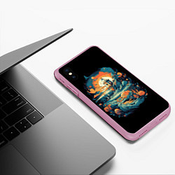Чехол iPhone XS Max матовый Корабль и фантастические волны, цвет: 3D-розовый — фото 2
