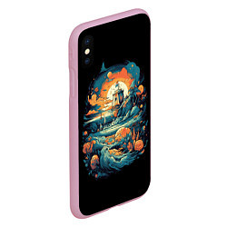 Чехол iPhone XS Max матовый Корабль и фантастические волны, цвет: 3D-розовый — фото 2