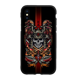 Чехол iPhone XS Max матовый Samurai skull, цвет: 3D-черный