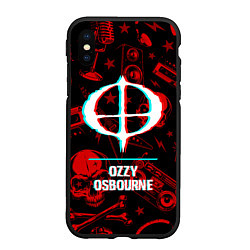 Чехол iPhone XS Max матовый Ozzy Osbourne rock glitch, цвет: 3D-черный