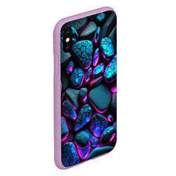 Чехол iPhone XS Max матовый Неоновые камни, цвет: 3D-сиреневый — фото 2