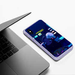 Чехол iPhone XS Max матовый Cyberpunk: Edgerunners Дэвид и Люси, цвет: 3D-светло-сиреневый — фото 2