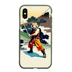 Чехол iPhone XS Max матовый Tiger samurai - Japan - neural network