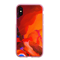 Чехол iPhone XS Max матовый Красно-оранжевый камень