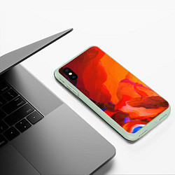 Чехол iPhone XS Max матовый Красно-оранжевый камень, цвет: 3D-салатовый — фото 2