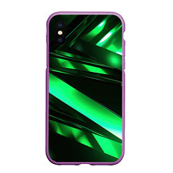 Чехол iPhone XS Max матовый Зеленая неоновая абстракция, цвет: 3D-фиолетовый
