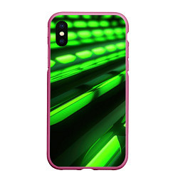 Чехол iPhone XS Max матовый Green neon abstract