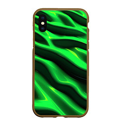 Чехол iPhone XS Max матовый Зелено-черный абстрактный фон