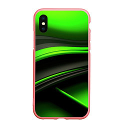 Чехол iPhone XS Max матовый Black green textureпоп