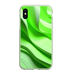 Чехол iPhone XS Max матовый Светлые зеленые волны, цвет: 3D-салатовый