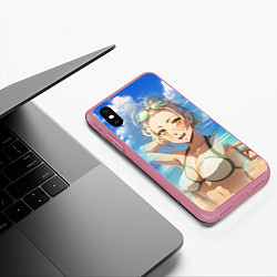 Чехол iPhone XS Max матовый Милая блондинка на пляже, цвет: 3D-малиновый — фото 2