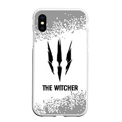 Чехол iPhone XS Max матовый The Witcher glitch на светлом фоне, цвет: 3D-белый