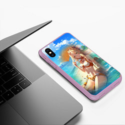 Чехол iPhone XS Max матовый Девушка загарает на пляже, цвет: 3D-сиреневый — фото 2