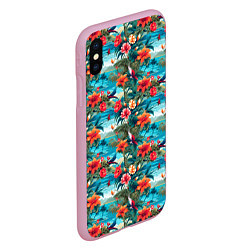Чехол iPhone XS Max матовый Гавайский паттерн, цвет: 3D-розовый — фото 2
