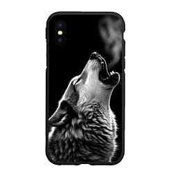 Чехол iPhone XS Max матовый Воющий волк в ночи, цвет: 3D-черный