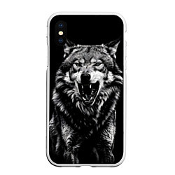 Чехол iPhone XS Max матовый Злой волчара, цвет: 3D-белый