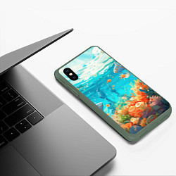 Чехол iPhone XS Max матовый Морской подводный мир, цвет: 3D-темно-зеленый — фото 2