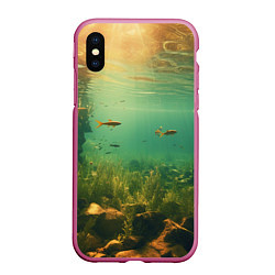 Чехол iPhone XS Max матовый Рыбки в море, цвет: 3D-малиновый