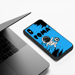 Чехол iPhone XS Max матовый Рома космонавт футболист, цвет: 3D-черный — фото 2