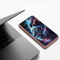 Чехол iPhone XS Max матовый Galactic lion, цвет: 3D-коричневый — фото 2