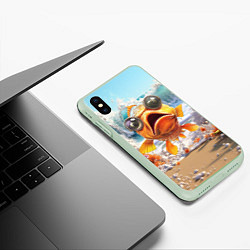 Чехол iPhone XS Max матовый Карп рыба, цвет: 3D-салатовый — фото 2