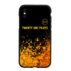 Чехол iPhone XS Max матовый Twenty One Pilots - gold gradient: символ сверху