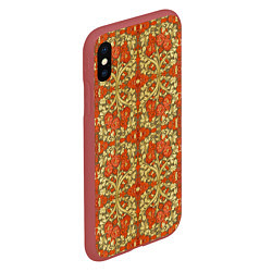 Чехол iPhone XS Max матовый Красно-золотой средневековый узор, цвет: 3D-красный — фото 2