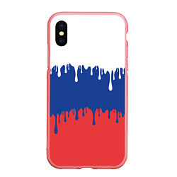 Чехол iPhone XS Max матовый Флаг России - потёки, цвет: 3D-баблгам